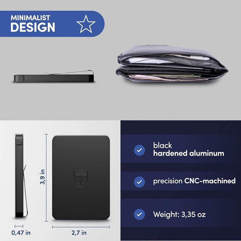 TRAVANDO SLYDE Aluminum Card Holder - RFID Blocking Slim Wallet for Men with Money Clip – Holds Up to 9 Cards – RFID Protected Credit Card Mens Wallet - Image 4